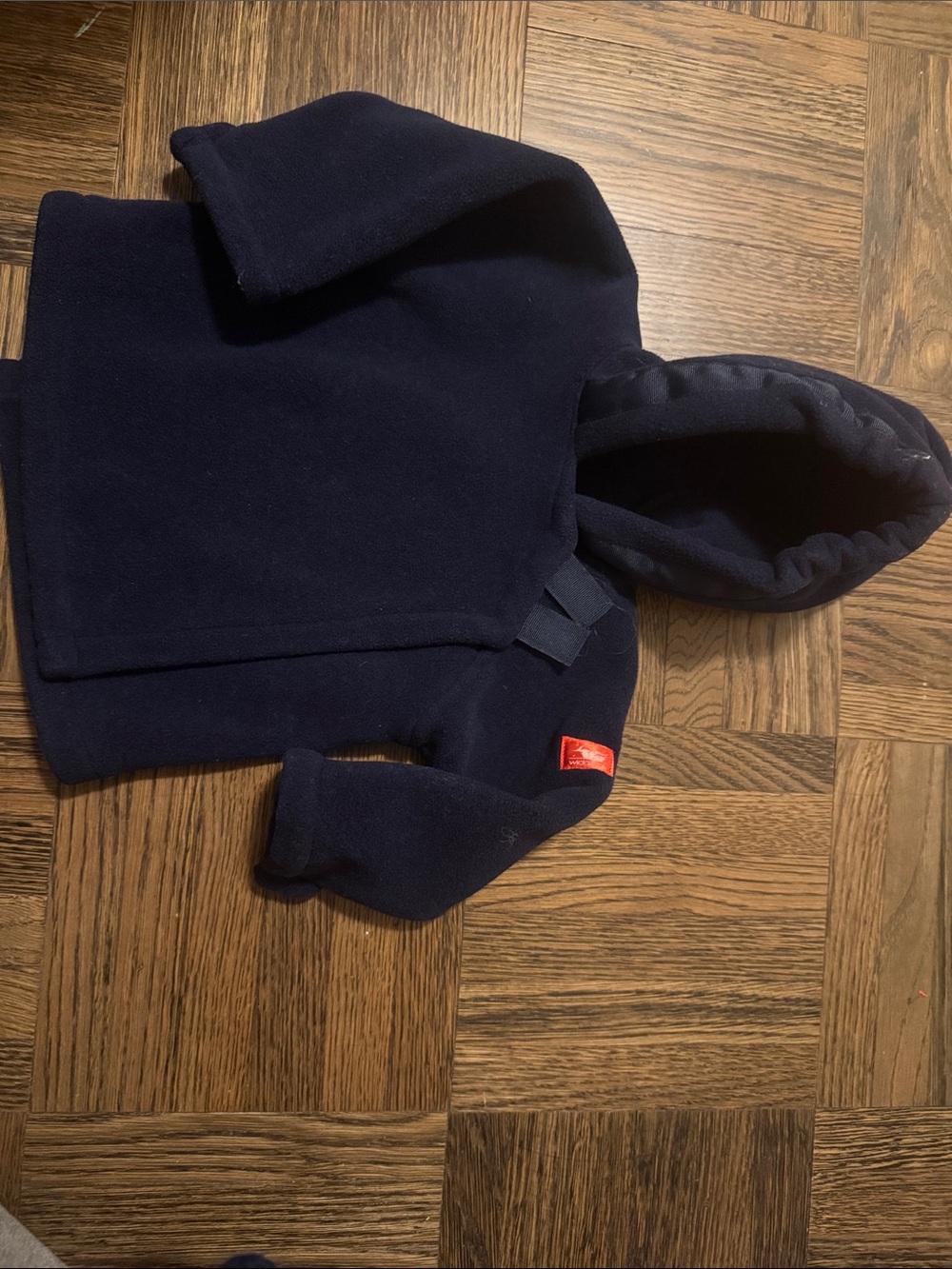 Widgeon 9M Navy Fleece Pullover Hoodie with Red Logo Accent
